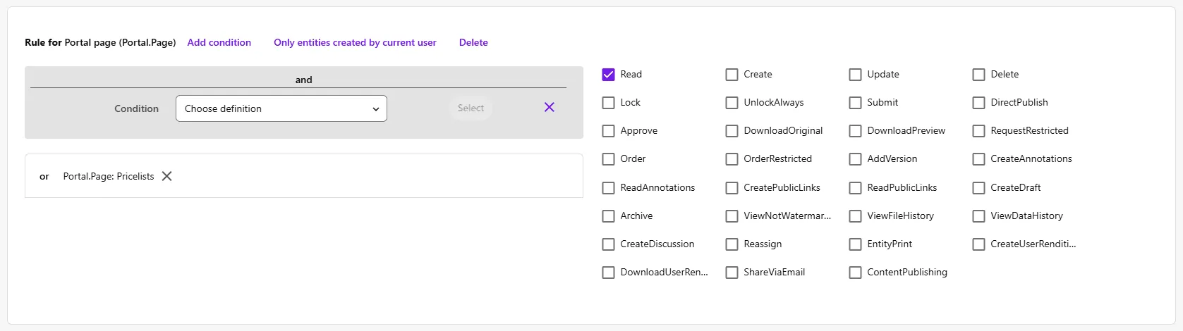Portal page rule